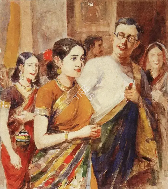 P.C. Chakravorty (Artist), Arrival at the Reception, 1924, Painting