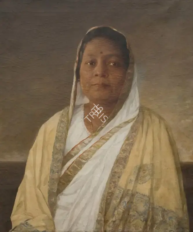 Mazumdar, Hemendranath (Artist). Untitled (Portrait of Mrs Sinha), n.d. | Painting, Sa.Del/16.09.23, 2023 · Saffronart
