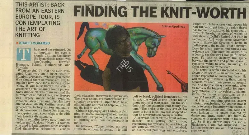 Khalid Mohamed (Reporter), Finding The Knit-Worth, 2012, Newspaper Clipping