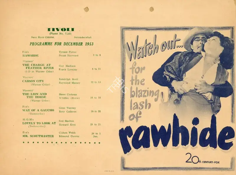 Henry Hathaway (Director), Rawhide, 1951, Handbill