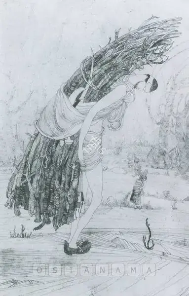 M.A.R. Chughtai (Artist), Kashmiri Woodcutter, Graphic Art