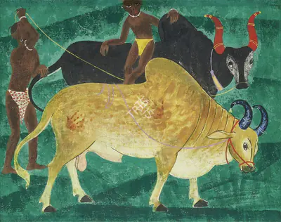 A.A. Raiba (Artist), Bulls, Painting