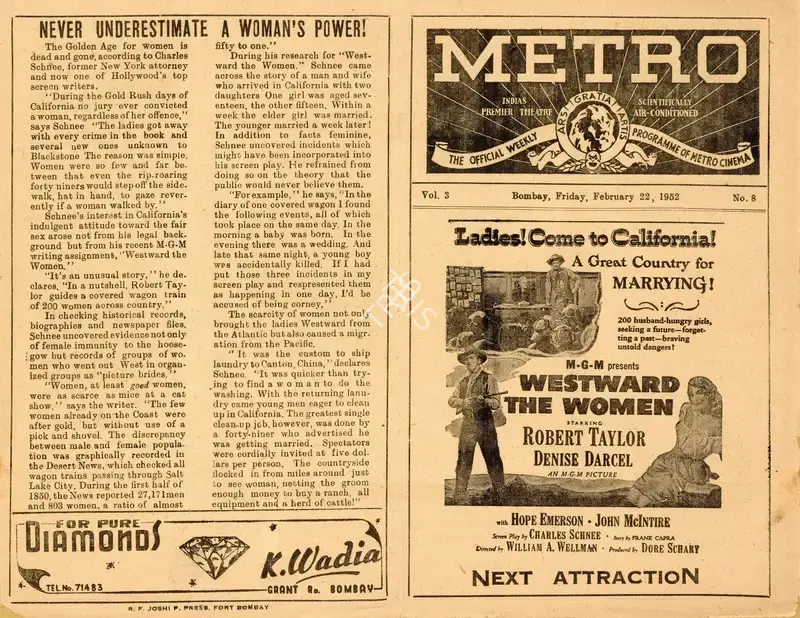 William A. Wellman (Director), Westward the Women, 1951, Handbill