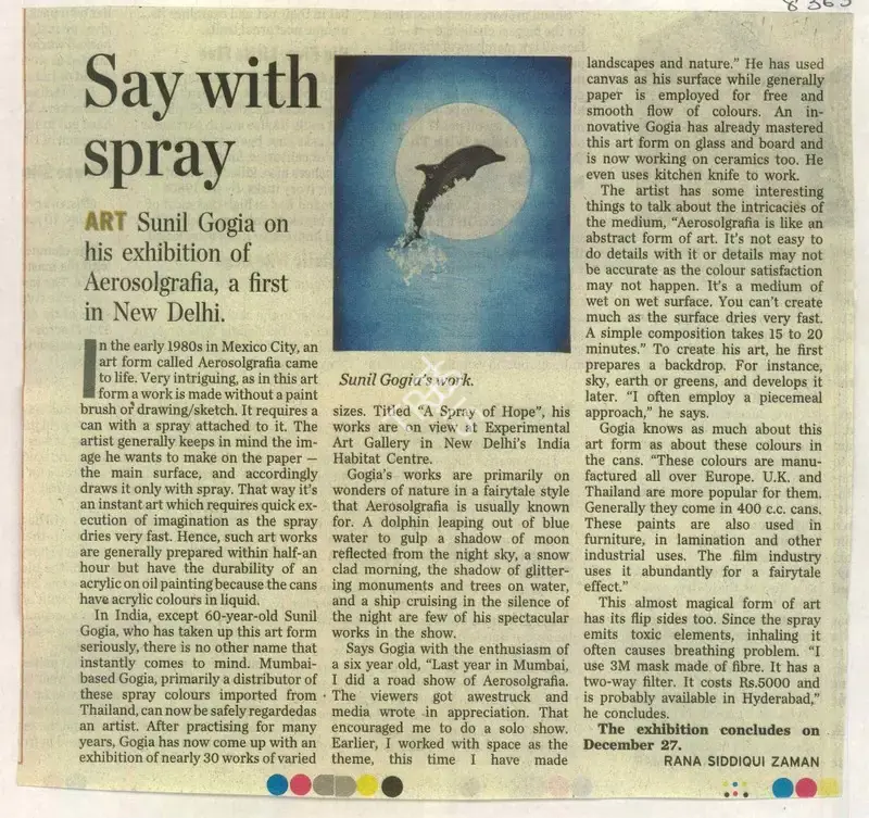 Rana Siddiqui Zaman (Reporter), Say with Spray, 2009, Newspaper Clipping