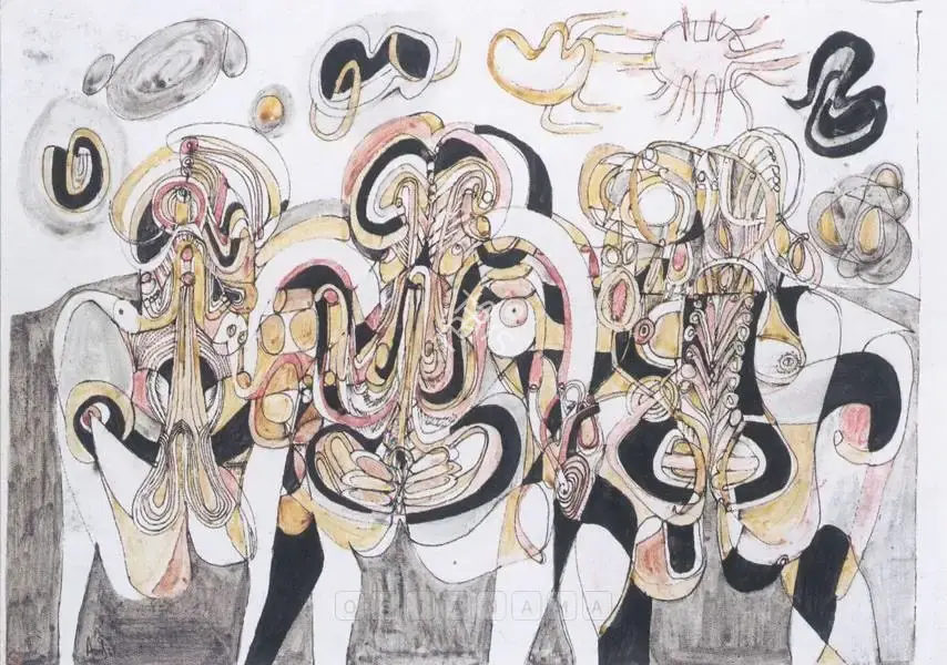 Avinash Chandra (Artist), Moons And Goddess, 1965, Painting