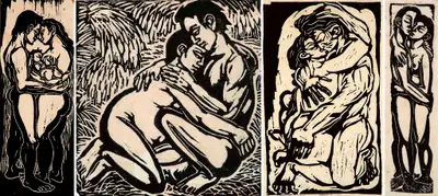 Chittaprosad (Artist), Lovers Series II, Graphic Art
