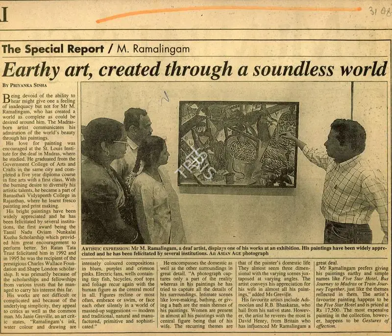 Priyanka Sinha (Reporter), Earthy Art, Created through a Soundless World, Newspaper Clipping