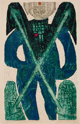 Jyoti Bhatt (Artist), Self Portrait in Disguise of an Angel, 1965, Graphic Art
