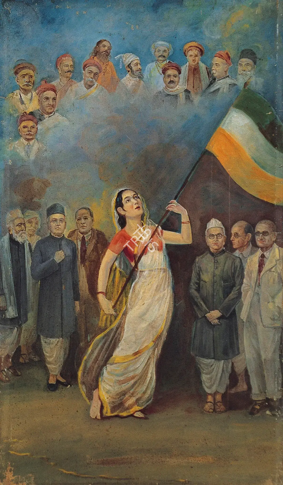 Dhurandhar, M.V. (Artist). Bharat Mata, early 1940s | Painting, Os.Mum/09.02.05, 2005 · Osian's