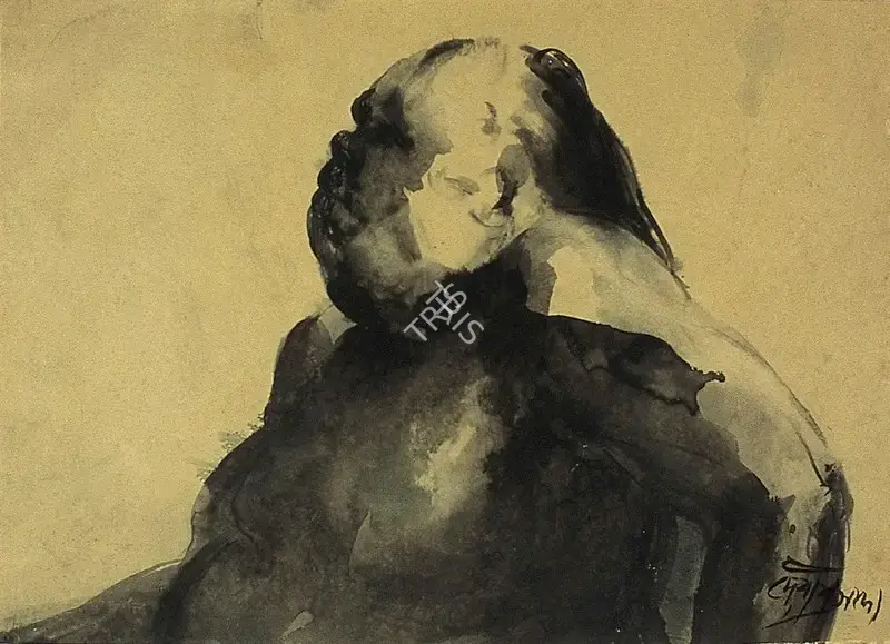 D.P. Roy Chowdhury (Artist), Face, 1949, Painting