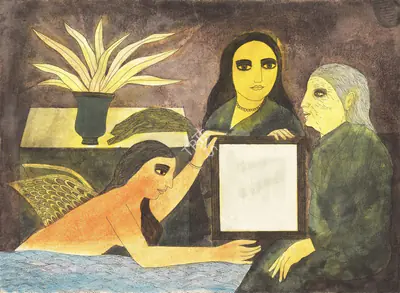 Badri Narayan (Artist), The Mirror, 1994, Painting