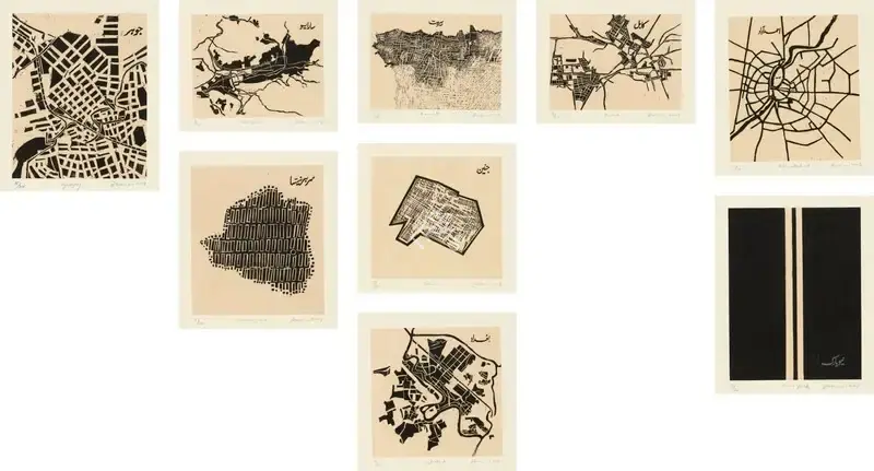 Hashmi, Zarina (Artist). These Cities Blotted onto the Wilderness (Adrienne Rich after Ghalib), 2003 | Graphic Art, So.NeY/18.03.19, 2019 · Sotheby's