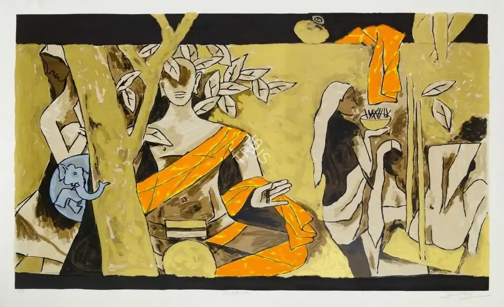 M.F. Husain (Artist), Buddhism, from the Religions series, Graphic Art