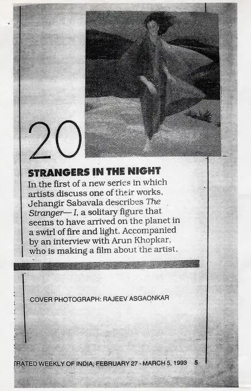 Jerry Pinto (Writer), Strangers in the night, 1993, Newspaper Clipping