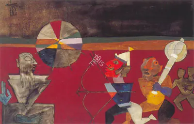 Husain, M.F. (Artist). Mahabharata. Oil on canvas, 1971 | Painting | FineArts | 00373940