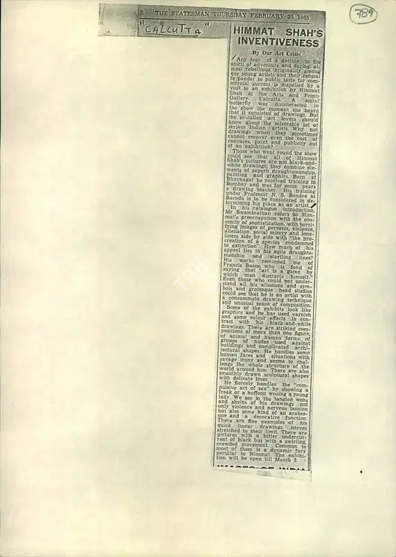 Himmat Shah's Inventiveness, 1965, Newspaper Clipping