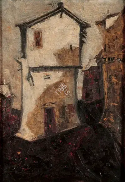 S.H. Raza (Artist), Village Series, 1955, Painting