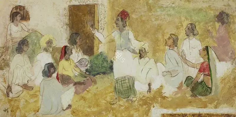 N.S. Bendre (Artist), Untitled (Gathering), 1953, Painting