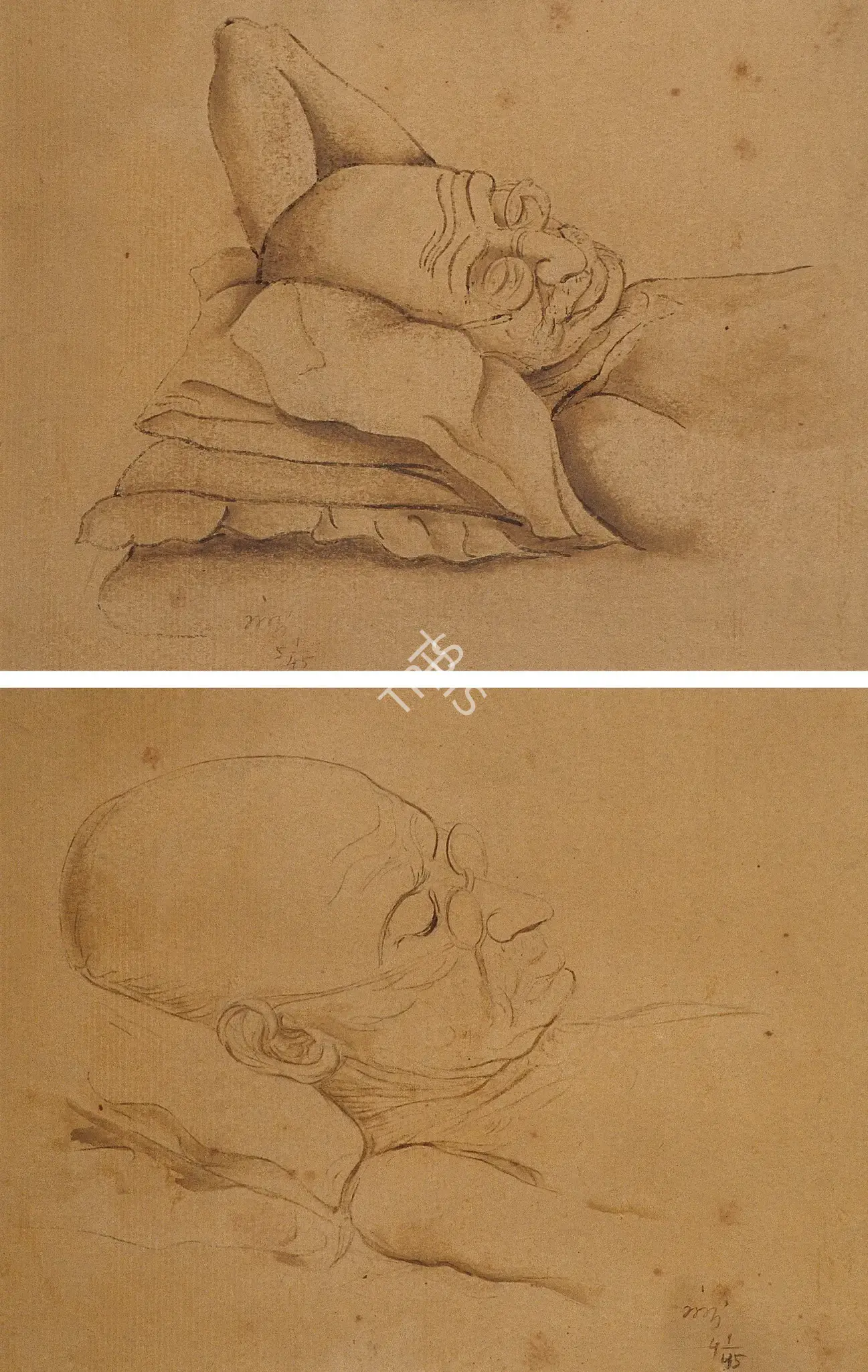Nandalal Bose (Artist), Gandhiji at Rest, 1945, Painting