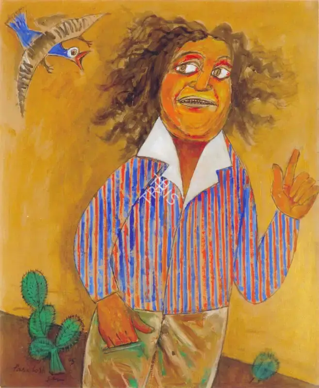 Paritosh Sen (Artist), Man With Flying Hair, 2005, Painting