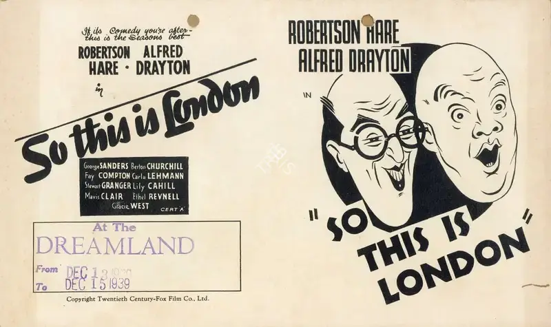 Thornton Freeland (Director), So This Is London, 1939, Handbill