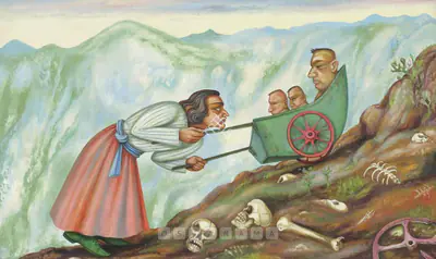Gopikrishna (Artist), Man Ascending The Mount Of Pain - Series: Tradition Of Death, 2007, Painting