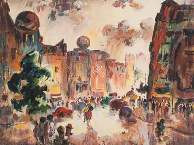 A.A. Almelkar (Artist), Untitled (Sir Pherozshah Mehta Road in the Monsoon), 1945, Painting