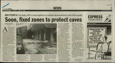 Mohan Kumar (Reporter), Soon, Fixed Zones to Protect Caves, 2006, Newspaper Clipping