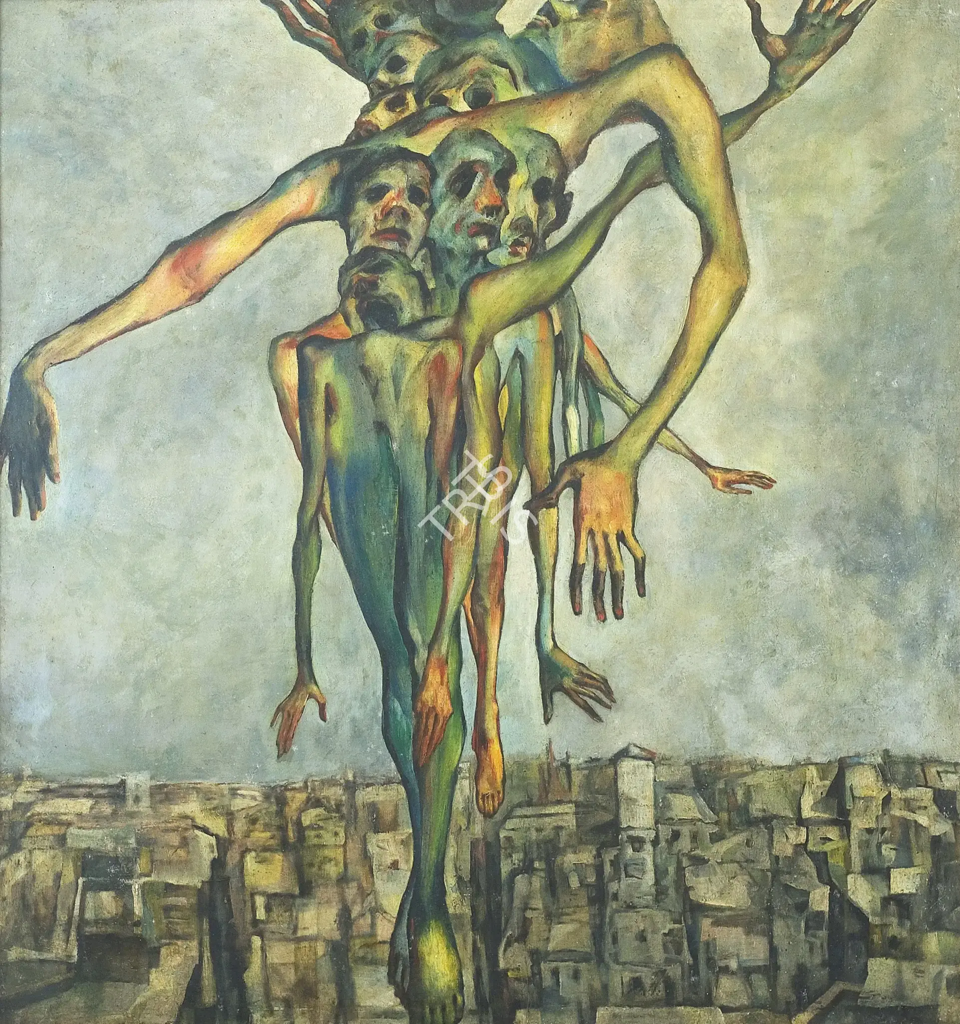 Bikash Bhattacharjee (Artist), City Soul on the Stage, 1967, Painting