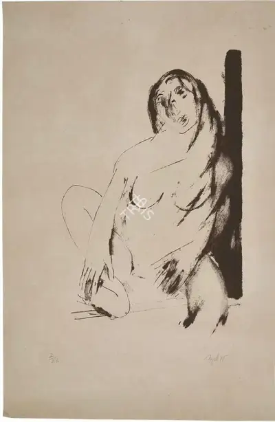 Tyeb Mehta (Artist), Untitled (Seated Lady), 1985, Drawing