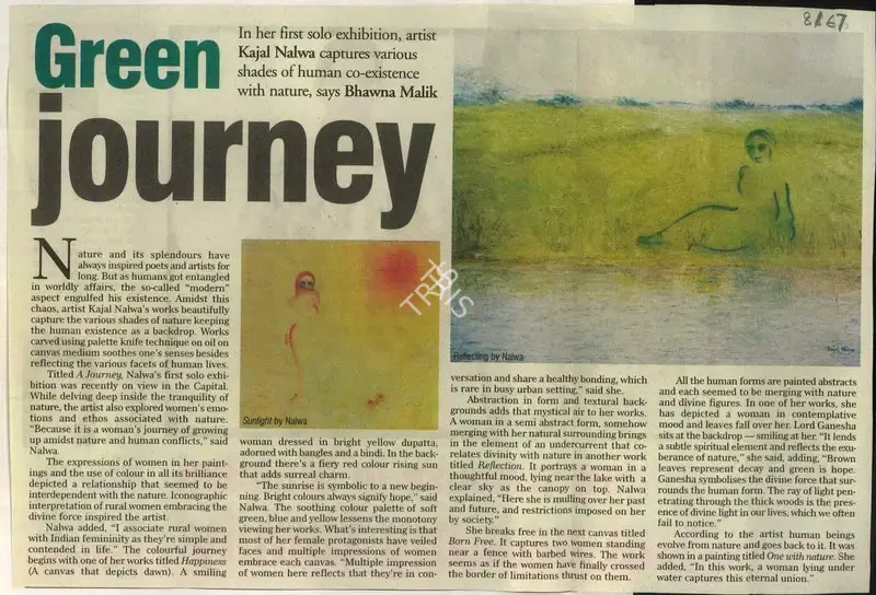 Bhawna Malik (Reporter), Green Journey, 2008, Newspaper Clipping