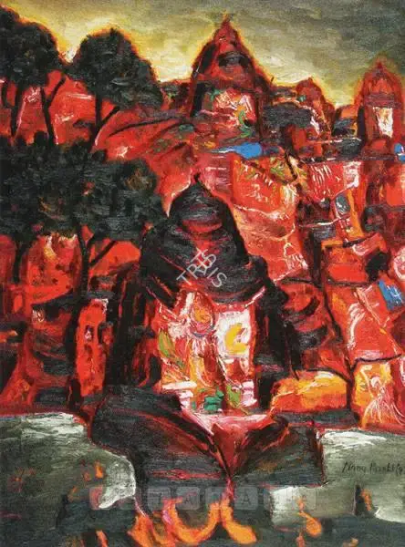 Manu Parekh (Artist), Celebration Of Temple, 1997, Painting