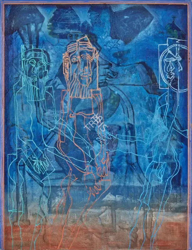 Mohan Samant (Artist), Three Priests, 1975, Painting