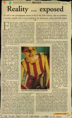 Gayatri Sinha (Reporter), Reality…Exposed, 2003, Newspaper Clipping