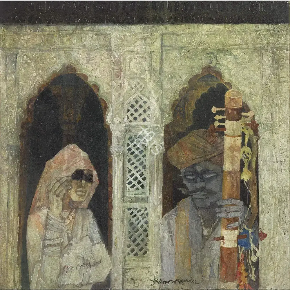 Ray, Shyamal Dutta (Artist). Singer (Rajasthan Series), 1992 | Painting, AG.Onl/30.03.23, 2023 · Asta Guru