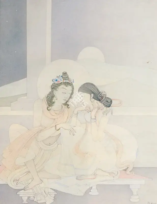 Kshitindranath Majumdar (Artist), Radha Krishna, Painting