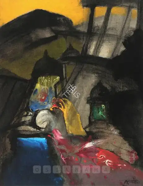 Manu Parekh (Artist), Benaras, 2002, Painting