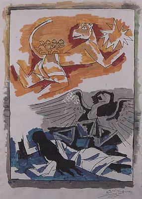 M.F. Husain (Artist), Hanuman, Painting