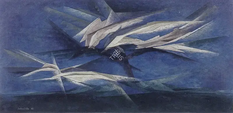 Sabavala, Jehangir (Artist). White Forms on an Azure Light. Oil on Canvas, 1963 | The Crucible of Painting | Painting | FineArts | 00182408
