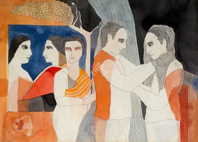 Badri Narayan (Artist), The Double, 2002, Painting