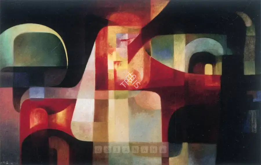 Bhattacharjee, Bikash (Artist). Cityscape, 1967 | Painting, Sa.Onl/12.05.05, 1967