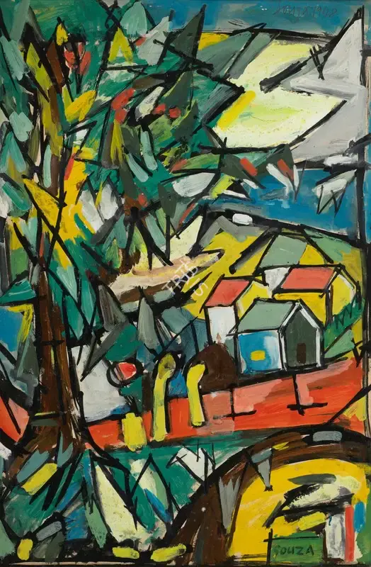 F.N. Souza (Artist), Landscape, 1948, Painting