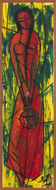 Shrinivas (Artist), Untitled (Lady with Bowl), Painting