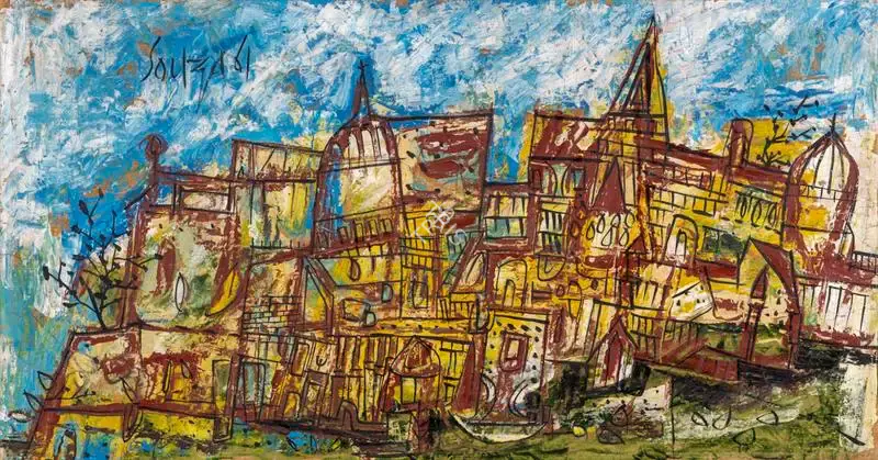 F.N. Souza (Artist), Untitled (Landscape), 1961, Painting