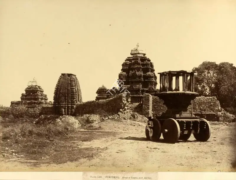 Colonel Thomas Biggs (Photographer), Purudkul. Group of Temples, with Idol Car, Antiquarian Photograph