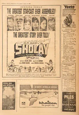 Sholay , 1975, Film Review