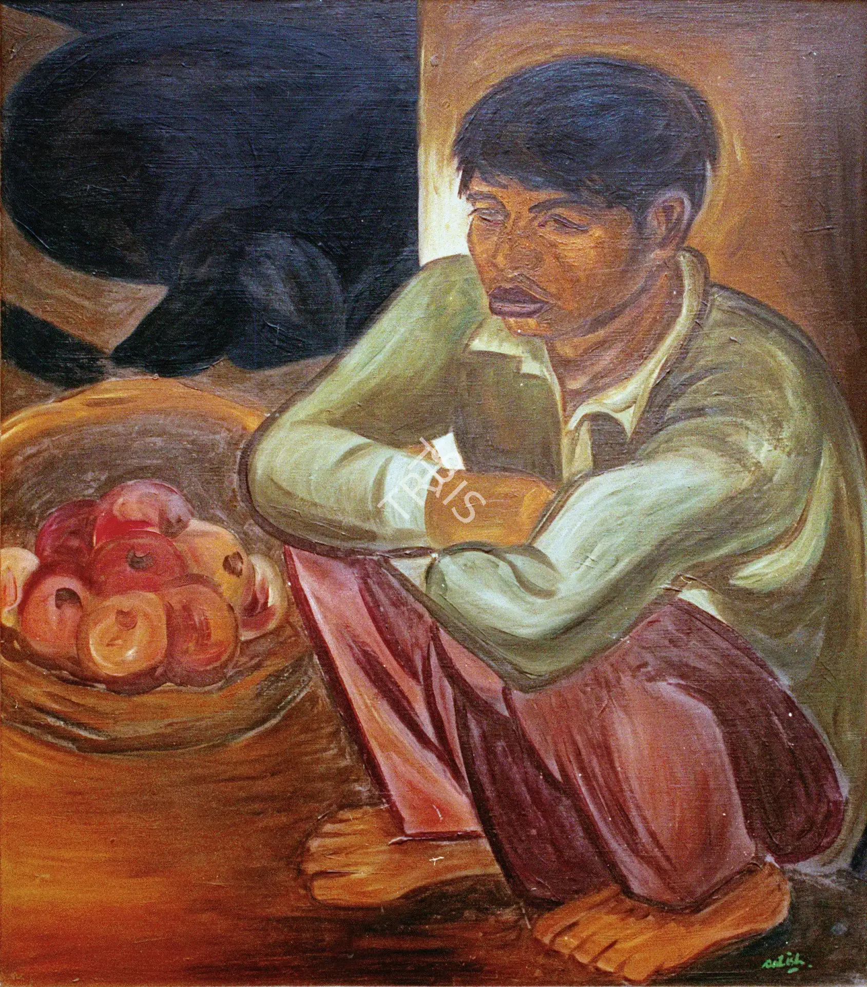 Satish Gujral (Artist), Boy With Fruit, 1951, Painting