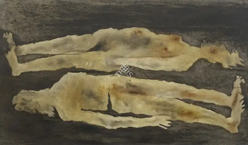 Husain, M.F. (Artist). Floating Figures, 1970 | Painting, Sa.Del/27.09.25, 2025 · Saffronart