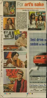 Predeep Chandra (Reporter), For Art's Sake, 2008, Newspaper Clipping