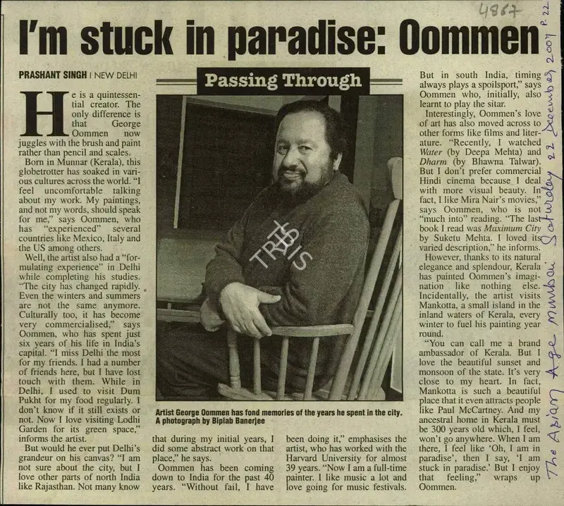 Prashant Singh (Reporter), I'm stuck in Paradise: Oommen, 2007, Newspaper Clipping